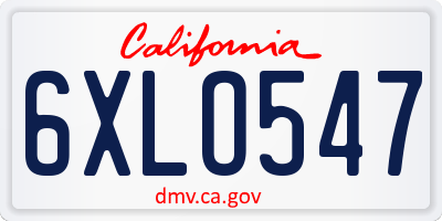 CA license plate 6XLO547