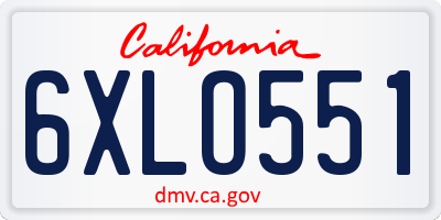 CA license plate 6XLO551