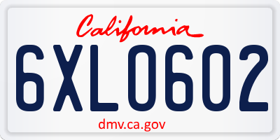 CA license plate 6XLO602