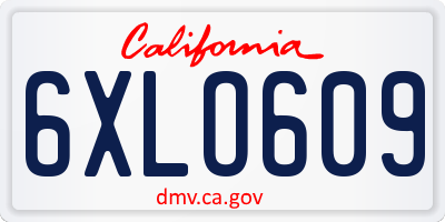 CA license plate 6XLO609