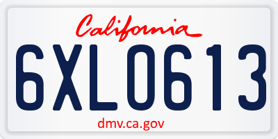 CA license plate 6XLO613