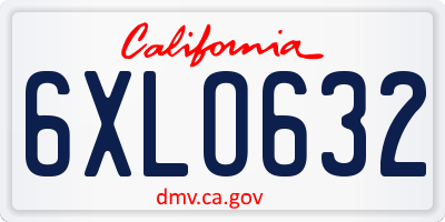 CA license plate 6XLO632
