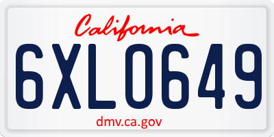 CA license plate 6XLO649