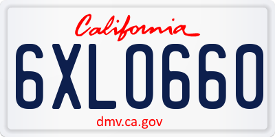 CA license plate 6XLO660