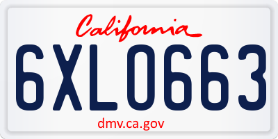 CA license plate 6XLO663