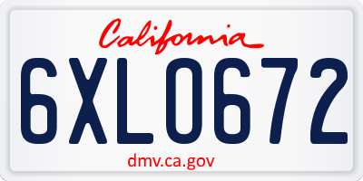 CA license plate 6XLO672