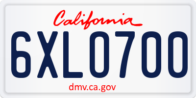 CA license plate 6XLO700