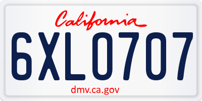 CA license plate 6XLO707