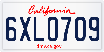 CA license plate 6XLO709