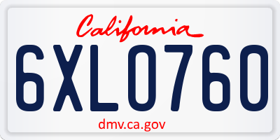 CA license plate 6XLO760