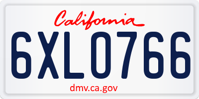 CA license plate 6XLO766