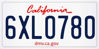 CA license plate 6XLO780