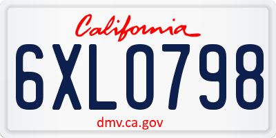 CA license plate 6XLO798
