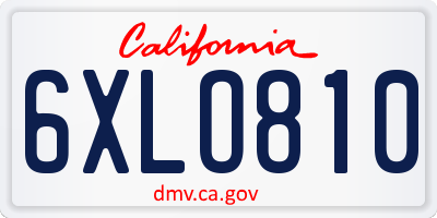 CA license plate 6XLO810
