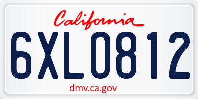 CA license plate 6XLO812