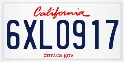 CA license plate 6XLO917