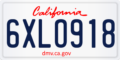 CA license plate 6XLO918