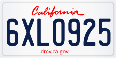 CA license plate 6XLO925