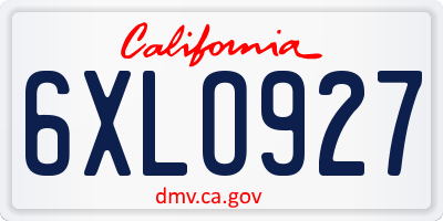 CA license plate 6XLO927