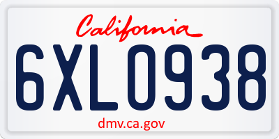 CA license plate 6XLO938