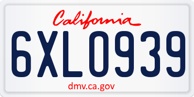 CA license plate 6XLO939