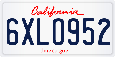 CA license plate 6XLO952