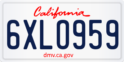 CA license plate 6XLO959
