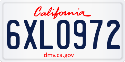 CA license plate 6XLO972
