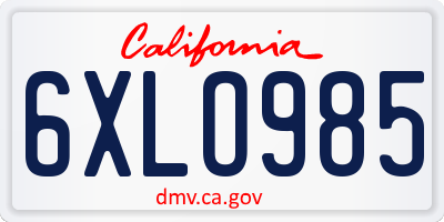 CA license plate 6XLO985