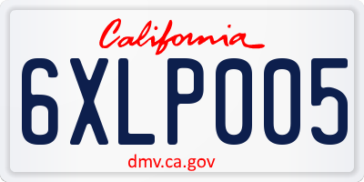 CA license plate 6XLP005