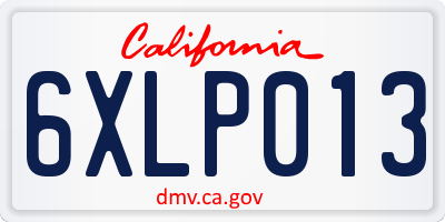 CA license plate 6XLP013