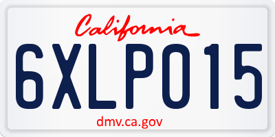 CA license plate 6XLP015