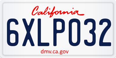 CA license plate 6XLP032
