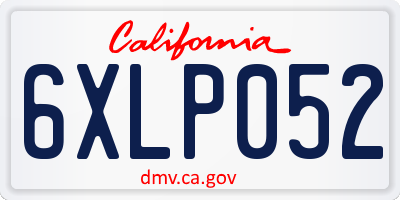 CA license plate 6XLP052