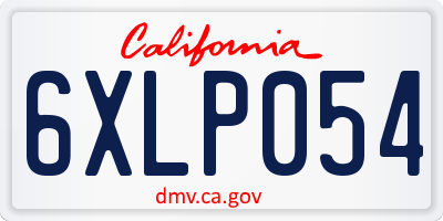 CA license plate 6XLP054