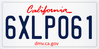 CA license plate 6XLP061