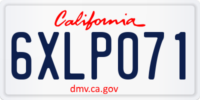 CA license plate 6XLP071