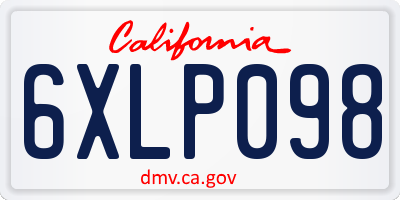 CA license plate 6XLP098