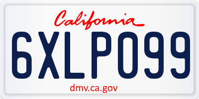 CA license plate 6XLP099
