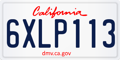 CA license plate 6XLP113
