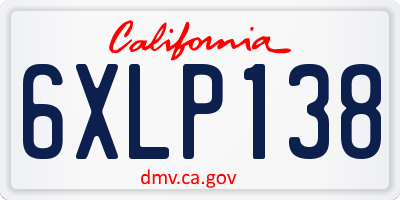 CA license plate 6XLP138