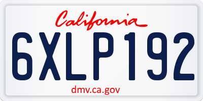 CA license plate 6XLP192