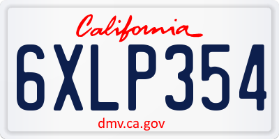 CA license plate 6XLP354