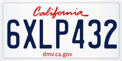 CA license plate 6XLP432