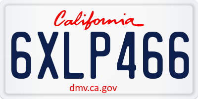 CA license plate 6XLP466