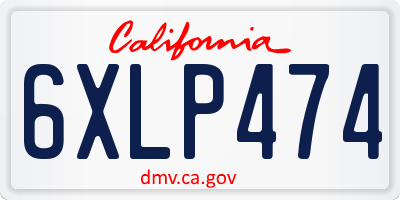 CA license plate 6XLP474