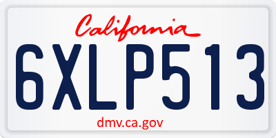 CA license plate 6XLP513