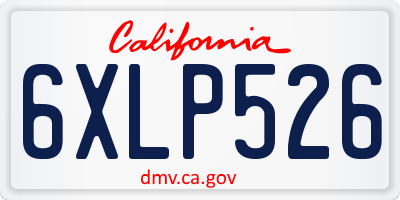 CA license plate 6XLP526