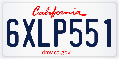 CA license plate 6XLP551