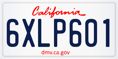 CA license plate 6XLP601